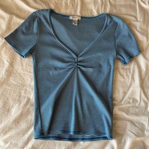 Blue and white striped Crop top